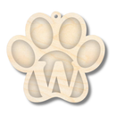 Unfinished Wood Layered Letter Paw Print Tags | A-Z | 2 Piece | 5" Wide | 1/8" Wood | Wood Craft DIY