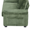 Modern 4-Seater Corduroy Sofa with USB Ports, Hidden Storage Arms, Flip-Top Cup Holders, Green, 133'