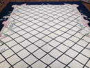 Vintage Dhurrie Rug, Indian Dhurrie 8x11 - 9x11, Wool Hand-Woven Ivory & Black Indo Carpet, Large Flat Weave Rug Living Room Rug Black White