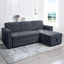 Gray Microfiber L Shape Sleeper Sofa With USB Ports Storage