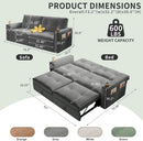 Gray Queen CorduroyTexture Transformable Sofa Bed USB