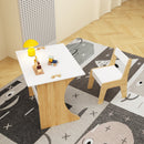Kids Table Set with One Chair, Multifunctional Wooden Children Study Table-Convertible Tabletop for Study, Drawing & Play, Natural