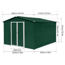 Metal garden sheds 8ft×10ft outdoor storage sheds Green + White