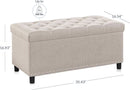 Rectangular Thirty Five Inch Beige Tufted Storage Ottoman Upholstered