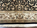 Sino Persian Rug 9x12, Floral Medallion, Black and Ivory, Elegant