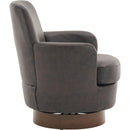 PU leather Swivel Barrel Chair, Swivel Accent Chairs Armchair for Living Room, Reading Chairs for Bedroom Comfy, Round Barrel Chairs with Gold Stainless Steel Base (Brown)