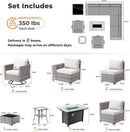 10 Piece Outdoor Wicker Sectional Sofa Set with Fire Pit