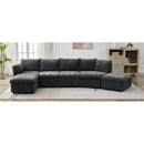 146.9" L-shaped Sofa Sectional Sofa Couch Pull-out Sofa Bed with a Movable Storage Ottoman, a Storage Chaise Lounge and Two USB Ports for Living Room, Grey
