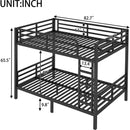 Metal Full XL over Full XL Bunk Bed for Teens and Adults,Space-Saving/Noise Reduced/No Box Spring Needed, Black