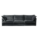 Slipcovered Sofa Couch, Modern 3 Seater Sofa with Suppleness Armrests,Deep Seat Sofa with Soft Multiple Big Pillows, Comfy Couch for Living Room, Apartment,Gray Corduroy Fabric
