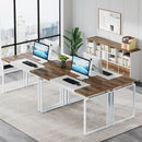63 Inch L Shaped Desk Reversible Cabinet Natural Oak Wood Finish
