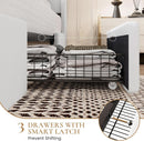 White Velvet Upholstered Bed Frame With USB Type C Ports
