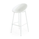 Modern Gable Outdoor Barstool Set of 2 with Weather-Resistant Plastic and Iron in White