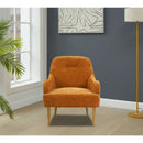 Chenille Armchair, Modern Style Accent Chair with Wood Legs, Comfy Design for Living Room, Bedroom, Office, Orange