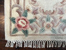 Chinese Aubusson Runner Rug 2.4 x 11, Hand Tufted Beige Floral European Design Hallway Rug, Elegant Rug, Vintage Wool Rug 11ft Long