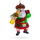 Scottish Santa in Kilt Glass Christmas Ornament