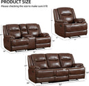 Manual Recliner Sofa Set Brown Living Room Collection