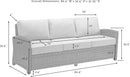 Brown Wicker Outdoor Sofa with Navy Cushions for Comfort