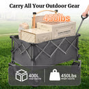 PORTABLE 400L Collapsible Wagon, Folding Wagon Cart , Beach Wagon with Big Wheels, 450LB Heavy Duty Foldable Wagon, Large Capacity Wagon for Camping, Sports, Garden, Baseball