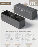 Charcoal Gray Classic Folding Storage Ottoman 43Inch