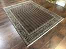 Persian Tabriz Rug 5x7, Black, Allover Pattern