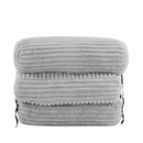 Latina Indoor Foldable Bean Bag Lounge Chair, Light Gray, Faux-Fur, 37x35x27.5 inches
