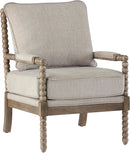 Linen Spindle Accent Chairs Set Of 2 Cushioned Armrests