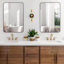 24x36 Inch Black Rounded Rectangle Bathroom Mirror With Anti Rust Stainless Steel Frame