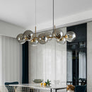 Mid-century gold metal smoked glass chandelier – dining room led light
