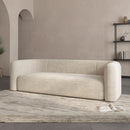 Cream Velvet 3 Seater Modern Sofa With Curved Backrest