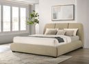 Mokena 46-inch Upholstered Eastern King Platform Bed Brown