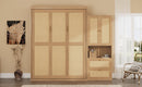 Full Size Solid Wood With Rattan Murphy Bed Cabinet Space-Saving Bed with 2 Side Cabinet Storage Shelves, Perfect for Guest Room, for Bed Room, Guest Room, Home Office, Natural