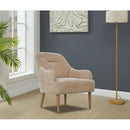 Chenille Armchair, Modern Style Accent Chair with Wood Legs, Comfy Design for Living Room, Bedroom, Office,Beige
