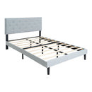 Modern Upholstered Platform Bed Frame With Button Tufted Fabric Headboard