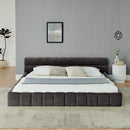 King size  Upholstered Bed Frame with Thick Fabric, Chenille Fabric Grounded Queen Size Platform Bed with Headboard and Solid Frame. No Box Spring Needed-Dark Gray(88.5''*85.5''*24'')
