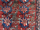 Antique Persian Bijar Rug 9x12 - Allover Motif, Red & Blue