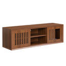 Mid-Century Modern 2 in 1 PET FRIENDLY  Walnut TV Stand With Extendable table Soft cushion Sliding door Cat friendly furniture
