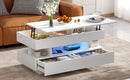 U-Can Lift-Top Coffee Table with 2 Drawers, Modern Coffee Table with Adequate Hidden Compartment, Multi-Functional Lift-Top Coffee Table with High-Gloss Finish for Living Room