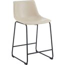 (Set of 2) Vintage Style 24-Inch Armless Industrial Faux Leather Counter Stool with Metal Legs and Footrest for Kitchen Island, Cafe, Pub, Bar Counter, Cream and Black