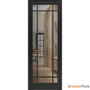 Lucia 2266 Matte Black Barn Door Slab with Clear Glass