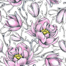 Modish White Wallpaper with Pink Flowers Fashionable
