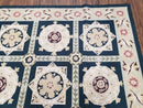 Vintage Chinese Needlepoint Rug 6x9, Panel Design Area Rug Wool Hand-Woven Black & Ivory Carpet Flat Weave Bedroom Rug 6 x 9 Living Room Rug