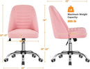 Pink PU Leather Armless Office Chair With Rolling Wheels