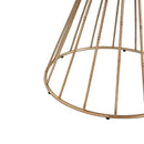 Hollow Edge Retro Art Pine Side Table with Antique Gold and Natural Color, Iron and Pine Construction, 18-Inch Diameter