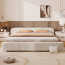 Cozy White Bouce Upholstered Bed - Dreamy Addition to Your Bedroom, Boucle Fabric, KING Size