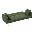 Elegant Green Teddy Fleece Sofa Bed with Two Charming Throw Pillows, Metal Legs, 71.7 Inches
