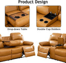 Ginger Leather Recliner Sofa Set 3 Piece With Storage