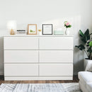 Modern 6 Drawer Dresser with Spacious Countertop and Concealed Handles, Storage Cabinet for Bedroom and Living Room, White MDF