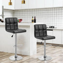 Counter Height Swivel Bar Stool Set Of 2 PU Leather Black