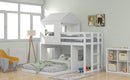 Wooden Twin Over Full Bunk Bed, Loft Bed with Playhouse, Farmhouse, Ladder and Guardrails, White( old sku: LT000327AAK )